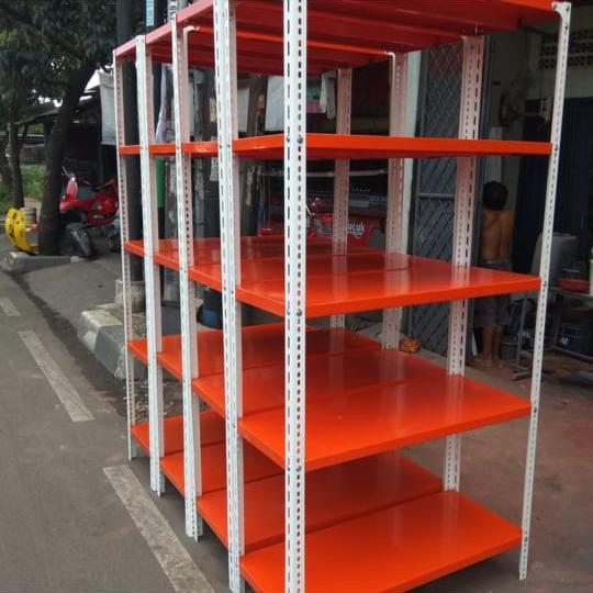 Rak Besi Siku Lubang 5 susun Orange uk. 40x100x200 0