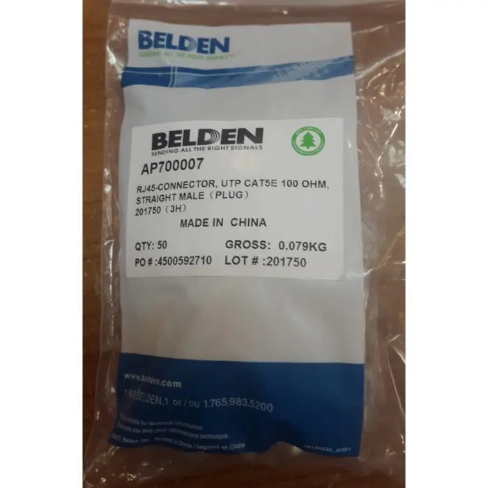 KONEKTOR LAN RJ45 UTP CAT 5 BELDEN 1 BUNGKUS ISI 50 PICIS CONECTOR CAT5 1