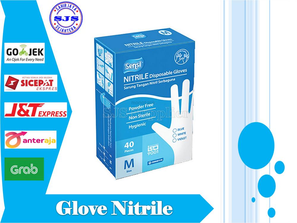 Sarung Tangan Nitrile Sensi Free Powder Foodgrade Glove Nitrile 1 Box isi 40 Pcs - S