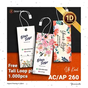 Hangtag Baju Kecil 1sisi 3x7 (Free Tali & Desain)