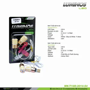 lampu Nine luximos T10 2 Mode Sein Dan Senja Motor Vario N-Max Aerox Original 100% 300 Lumens 54pcs 3014SMD Ice Blue Kuning