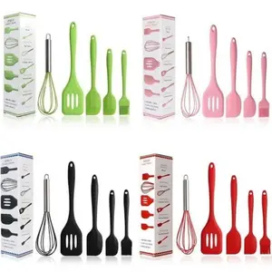 5 pcs Baking Props - kocokan Telur, Spatula 3 Pcs, Kuas Kue silicone