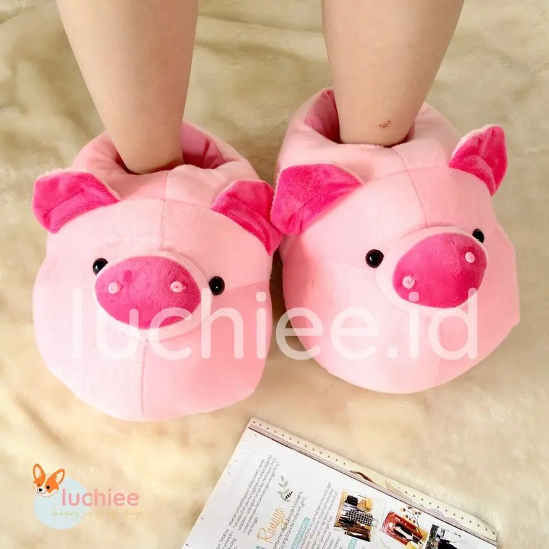 SANDAL SEPATU KAMAR/INDOOR KARAKTER BONEKA SAPI COW HIPPO BULU HALUS 4