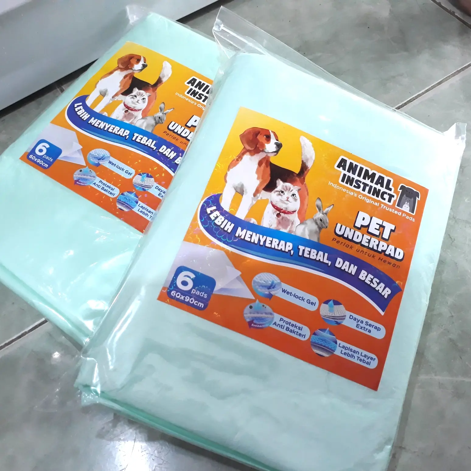 underpad anjing kucing kelinci 60×90 isi 6 pcs