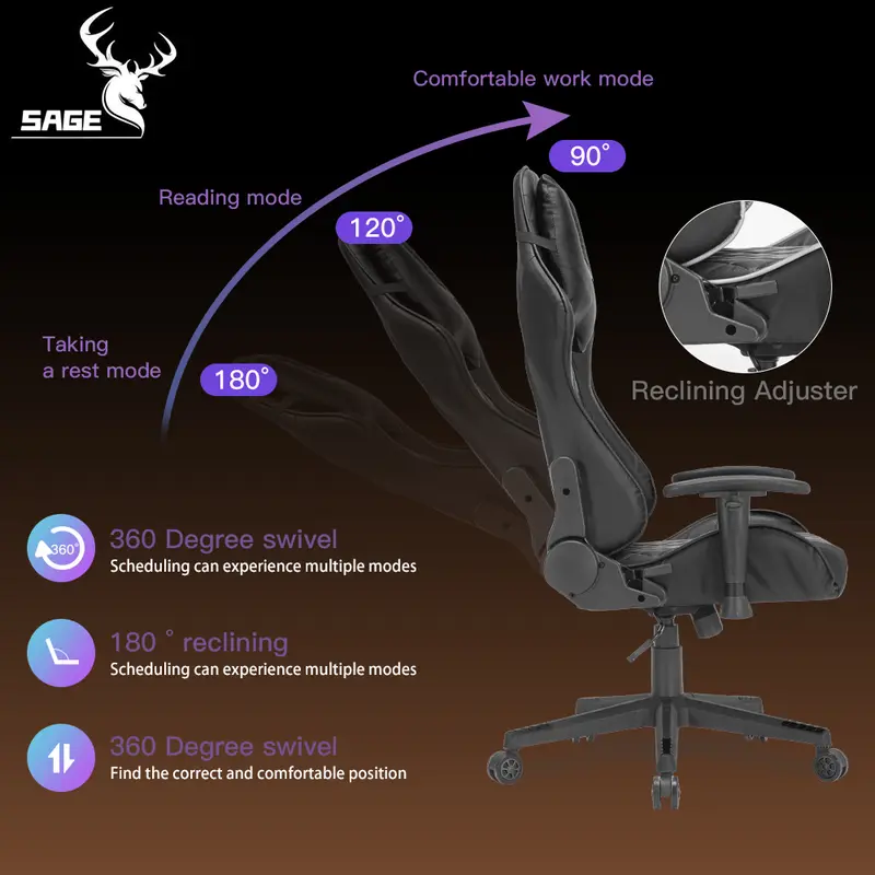 SAGE Premium Quality kursi Gaming game Chair bangku 180 derajat SG-3 3