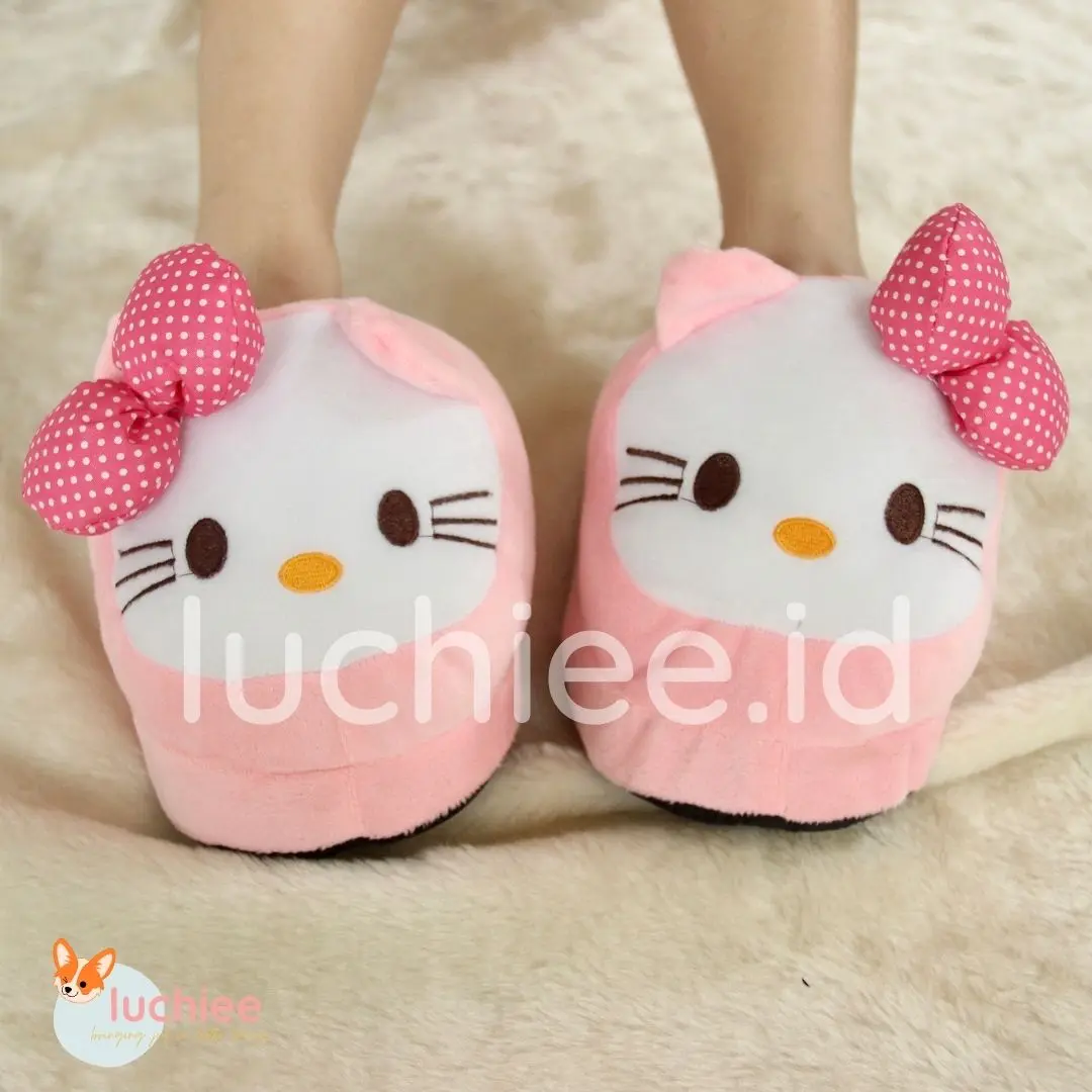 SANDAL KAMAR/INDOOR HELLO KITTY ANAK PEREMPUAN DEWASA KADO BULU HALUS