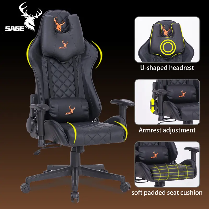 SAGE Premium Quality kursi Gaming game Chair bangku 180 derajat SG-3 4