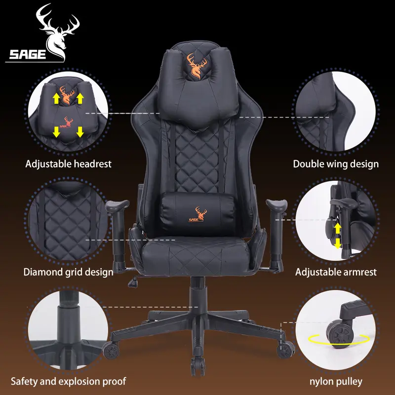 SAGE Premium Quality kursi Gaming game Chair bangku 180 derajat SG-3 2