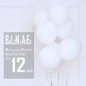isi 10 balon macaron putih / balon latex putih/ balon pastel putih 12 inch