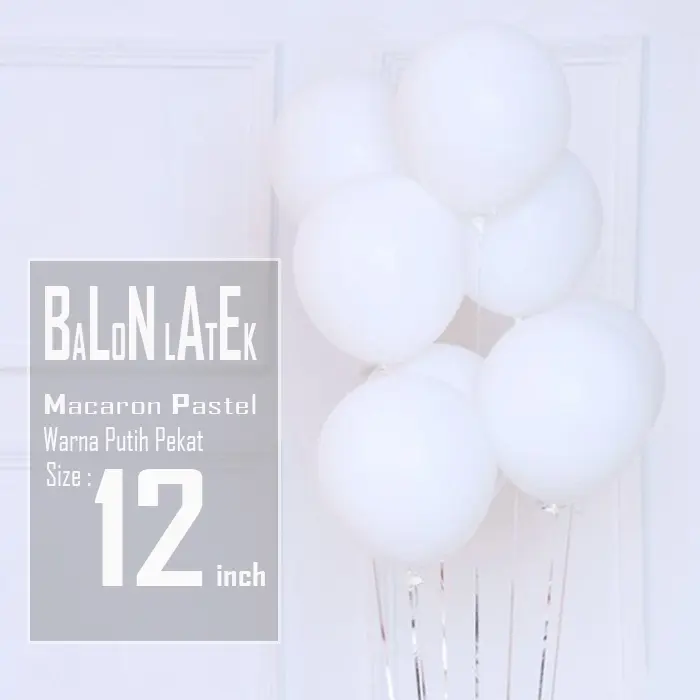 balon macaron putih / balon latex putih/ balon pastel putih 12 inch