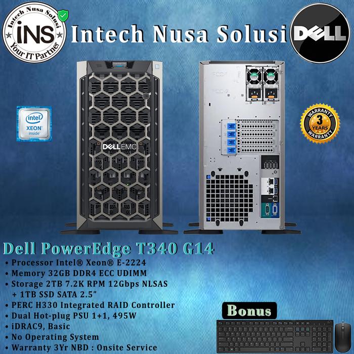 Jual Server Dell PowerEdge T340 Xeon E-2224 32GB 2TB+1TB SSD Dual Jual Server Dell PowerEdge T340 Xeon E-2224 32GB 2TB+1TB SSD Dual