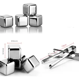 ELtamart Es Batu 4pcs Stainless Steel 304 Ice Cube with Tong Pencapit