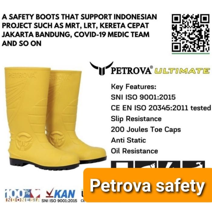 Gambar sepatu boot petrova kuning / safety boot petrova dari TOKO BESI TIMUR JAYA. Kota Bandung Tokopedia