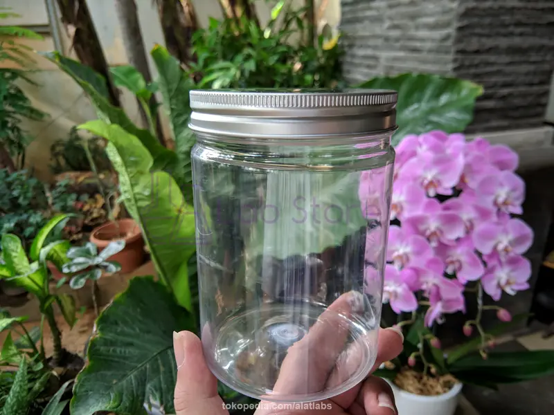 Toples Plastik Cylinder Jar Kue Kering Permen 750 Ml Tutup Alumunium 0