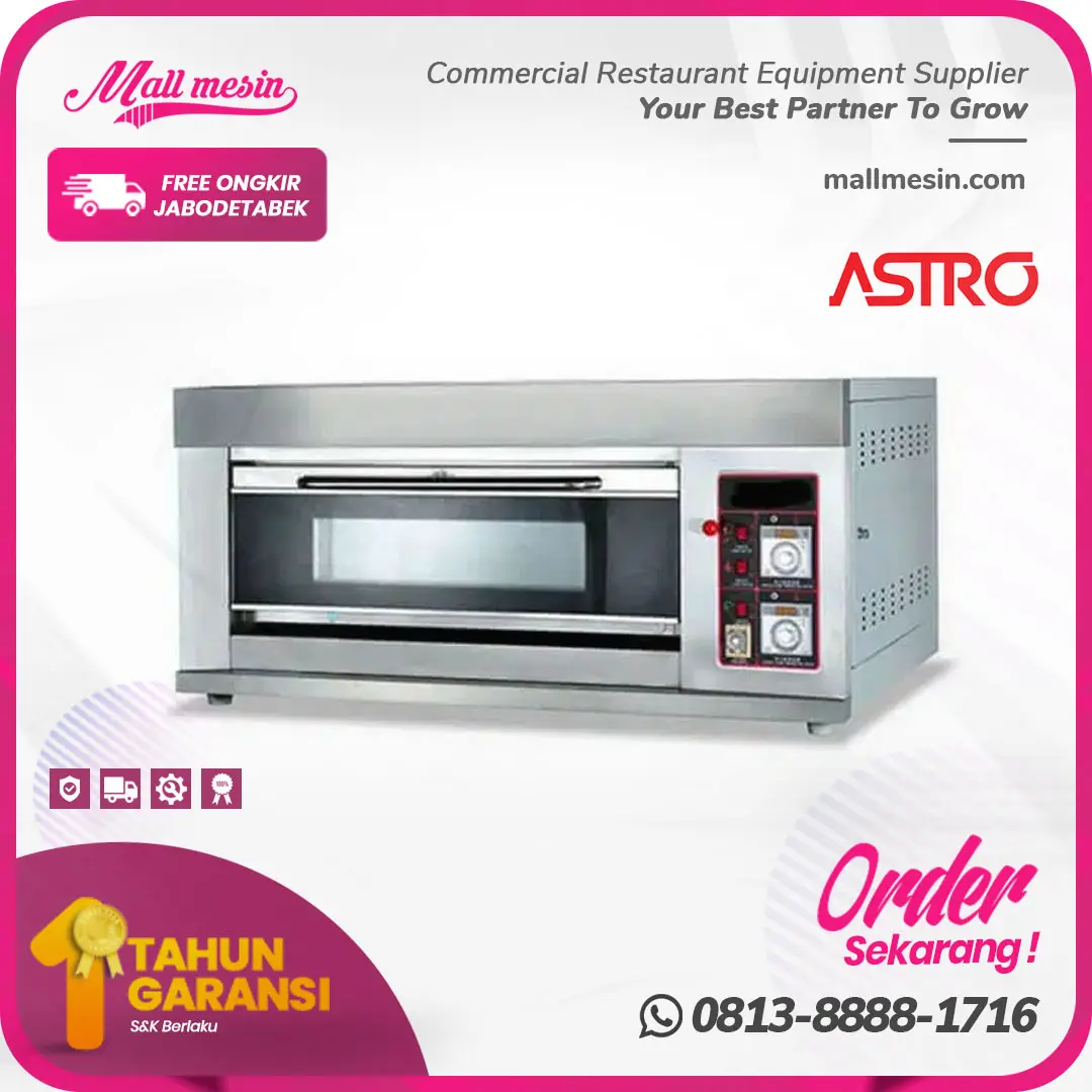Oven Gas ASTRO OVG-12 | Kapasitas 1 Deck 2 Loyang