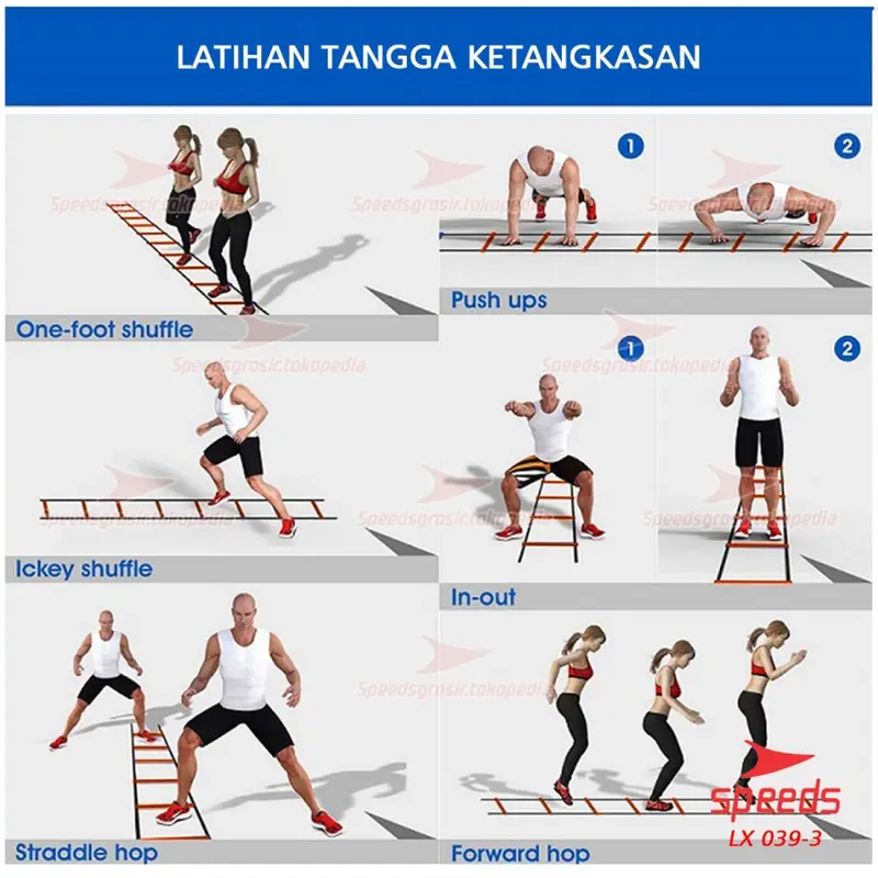 AGILITY LADDER AGILITY PRACTICE TANGGA KETANGKASAN 8 METER SPEEDS 39-3 3