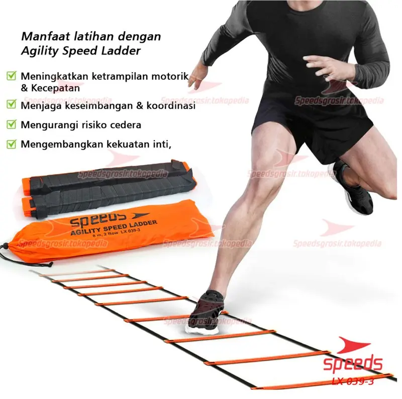 AGILITY LADDER AGILITY PRACTICE TANGGA KETANGKASAN 8 METER SPEEDS 39-3 1
