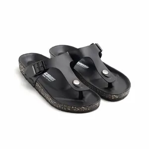 Glorious - Zero Full Black Sandal Kulit Jepit Pria Wanita Formal Kasual Santai Distro Simple Nyaman Empuk Hitam