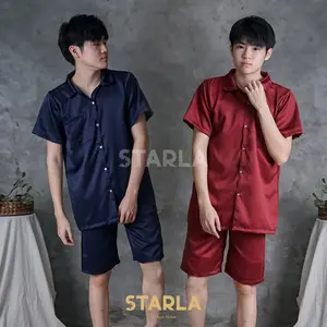 PIYAMA BAJU TIDUR PRIA SATIN CELANA PENDEK LENGAN PENDEK ACHILLES