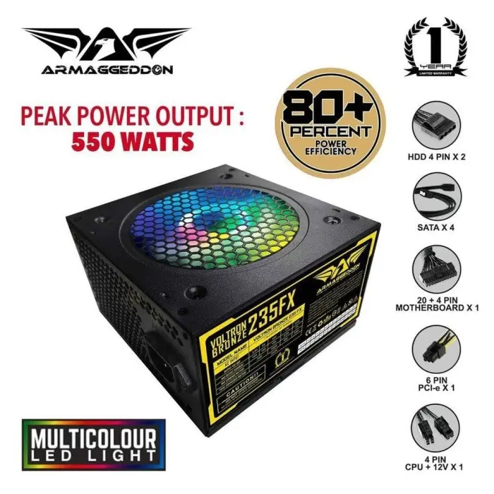 PSU ARMAGEDDON VOLTRON 235FX 470W BRONZE MULTICOLOR LED LIGHT 80+