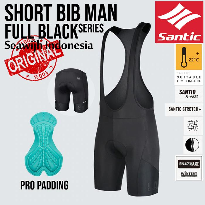Gambar Celana Padding Sepeda Bib Santic Pro Full Black Original dari Seawijh Indonesia Kota Yogyakarta Tokopedia