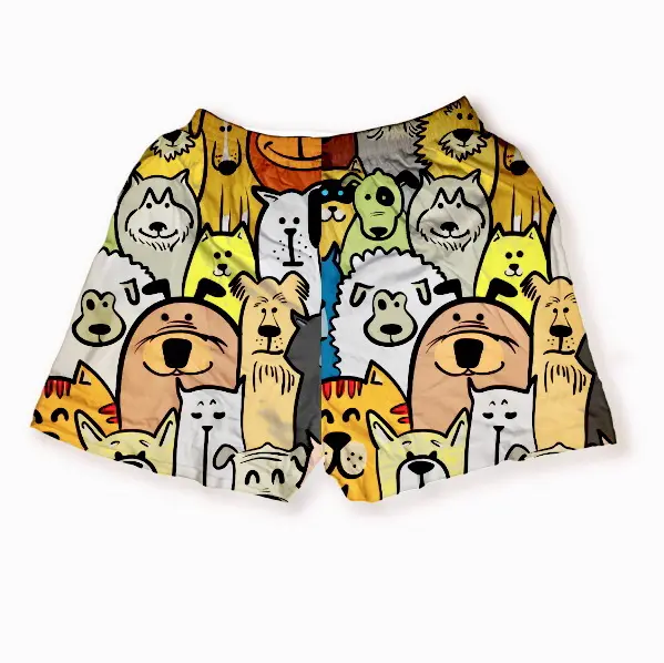 Boxer printing motif anjing warna warni
