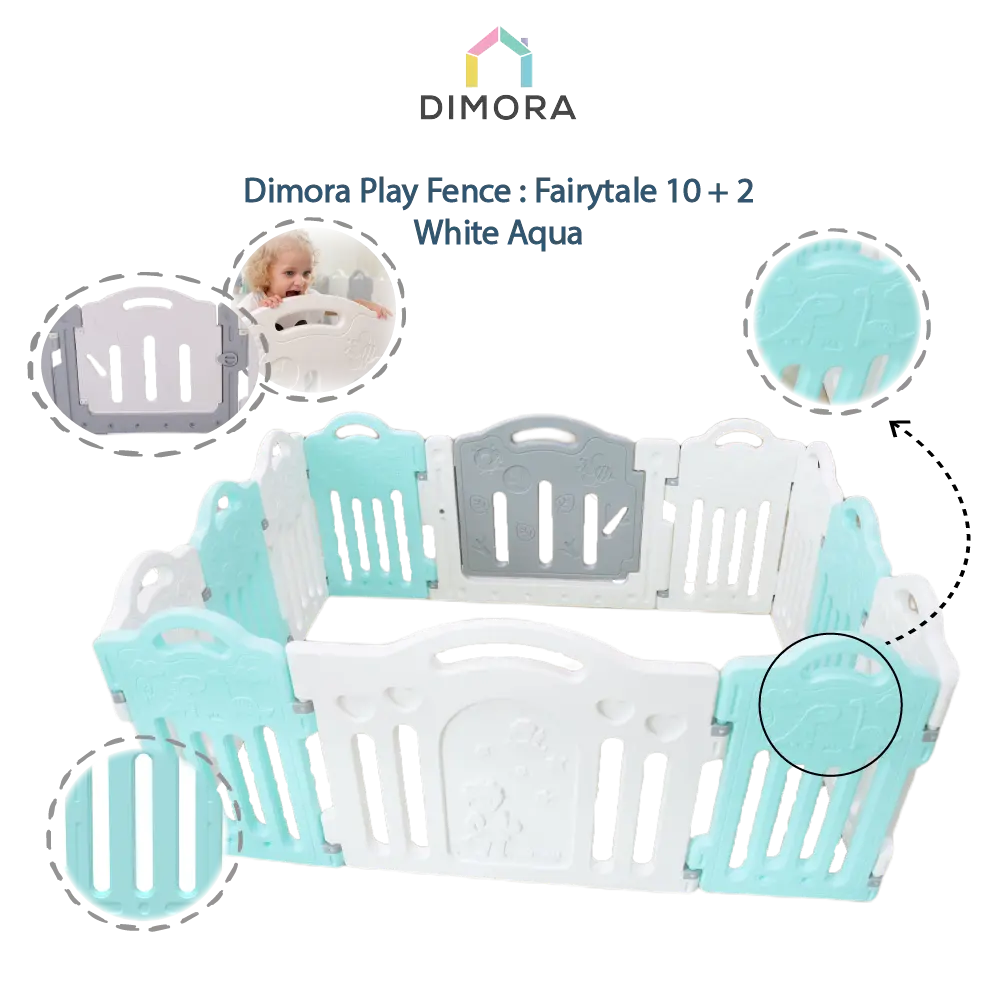 Dimora FAIRYTALE 10+2 - White & Aqua Play Fence Pagar Main Anak