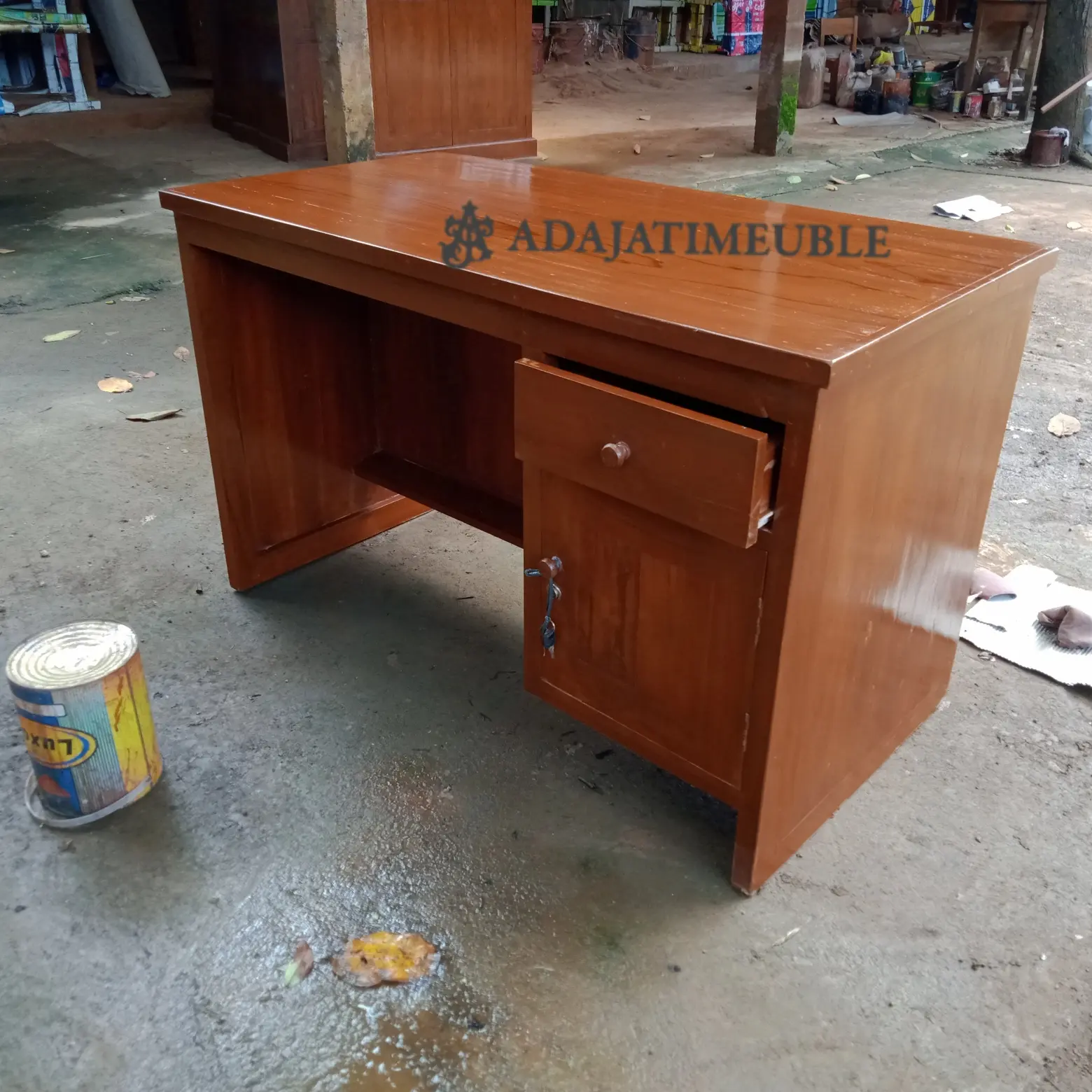 Meja kerja kantor sekolah guru tata usaha minimalis kayu jati murah