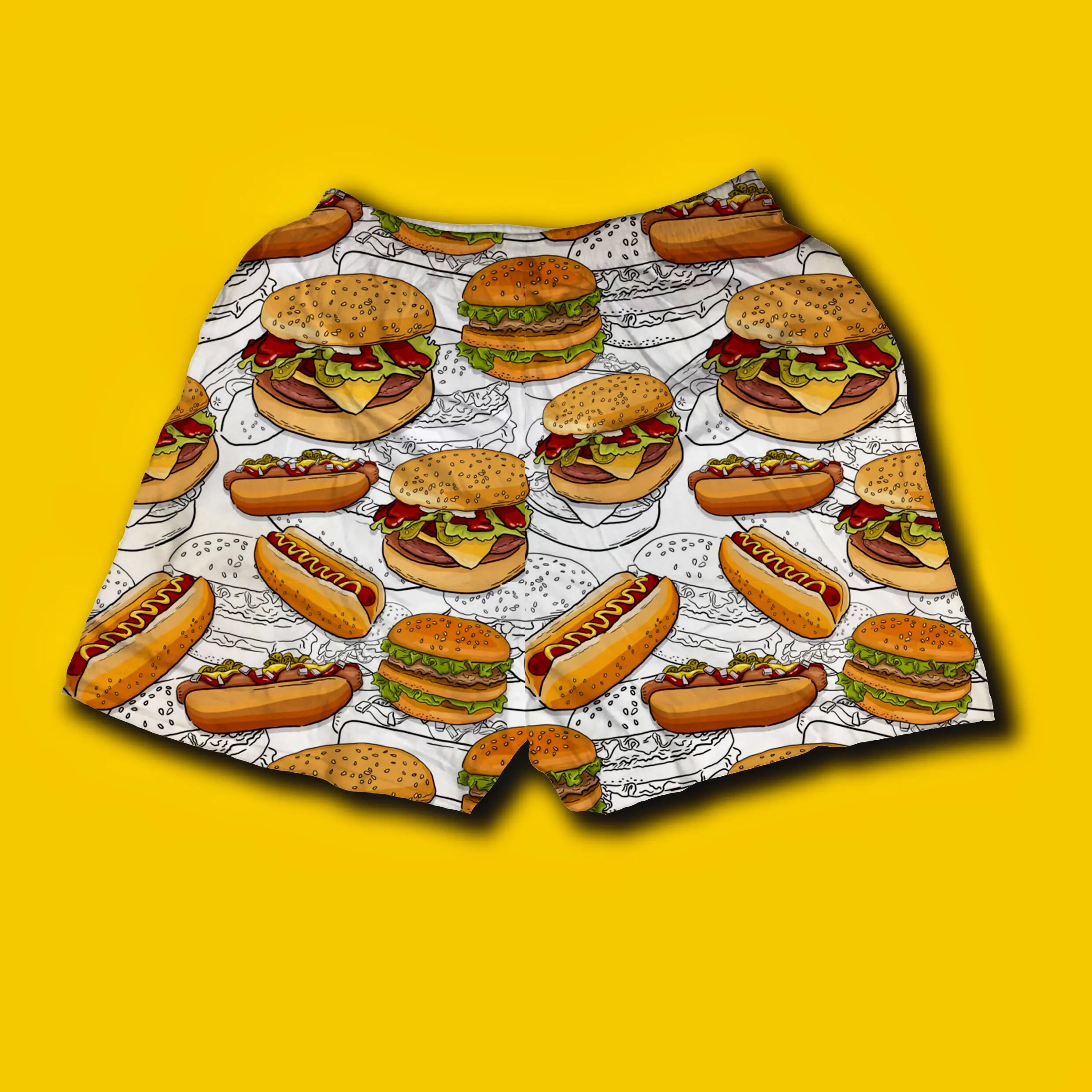 Boxer printing motif burger bahan adem