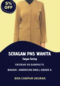 Seragam PNS PDH Pemda Wanita Khaki Muda American Drill XS-5L