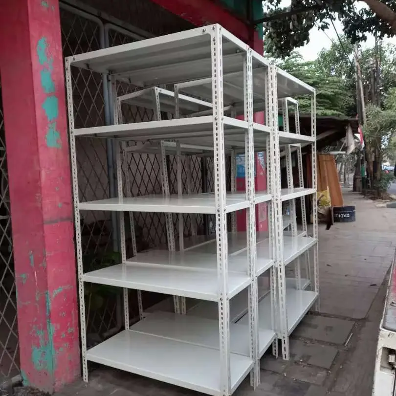 Rak Besi Siku Lubang 5 susun Putih uk. 40x100x200