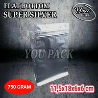 Gambar FLAT BOTTOM SUPER SILVER 750 GRAM KEMASAN KOPI-BUBUK-SNACK dari You Pack Kota Surabaya 1 Tokopedia