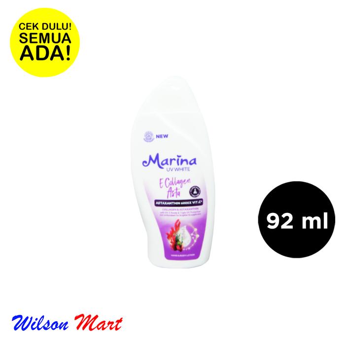 Gambar MARINA UV WHITE LOTION E COLLAGEN ASTA 92 ML HAND BODY dari Wilson Mart Kota Administrasi Jakarta Barat Tokopedia