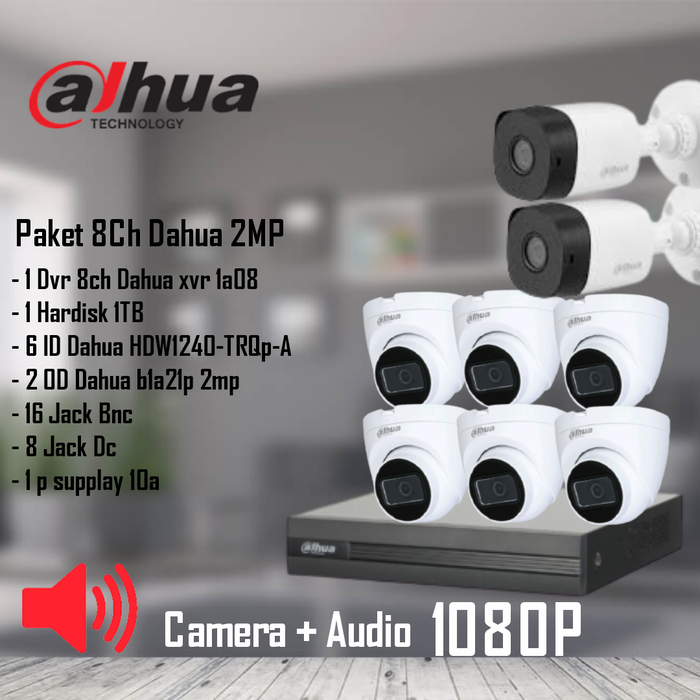 Gambar Paket Cctv 8 Ch Dahua 2mp + Audio perekam + Hdd 1 TB Best quality dari Dtechsecurity Kota Bandung Tokopedia