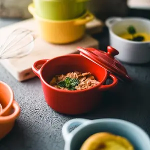 Mini Bowl Ceramic / Mangkuk Panci Mini / Mangkok Sup Keramik Casserole Blue Biru