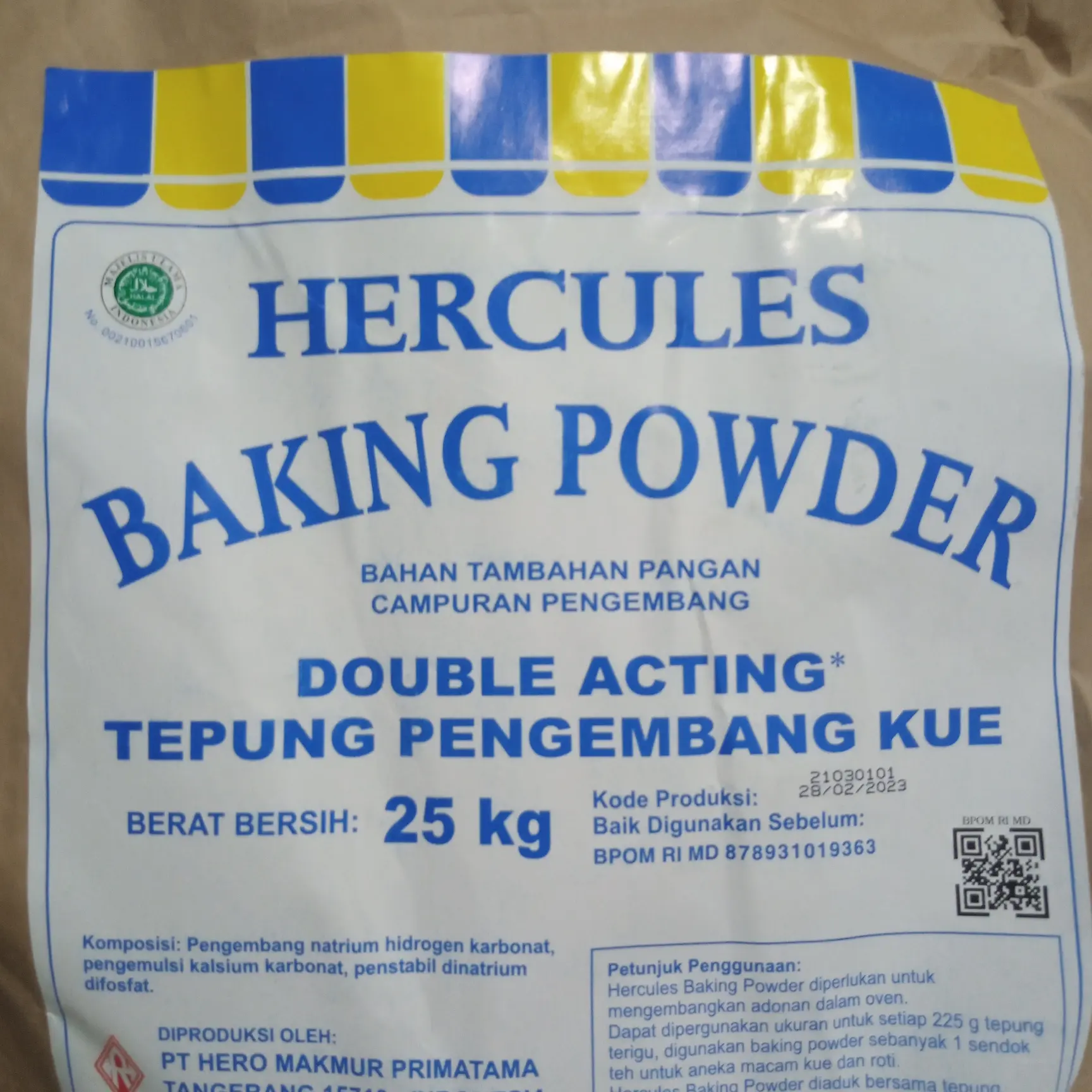 Double acting hercules Baking Powder repack 250 gr Halal MUI