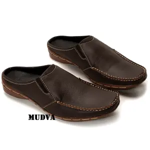 Sandal Slop Pria Bustong Kulit Asli MUDVA Sepatu Sandal Casual 01RA