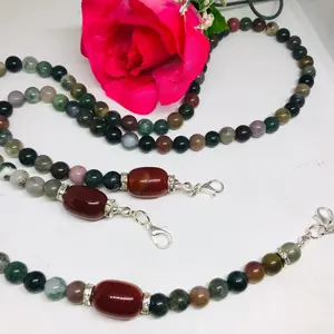 1 Set Konektor dan Kalung Masker Batu Indian Agate