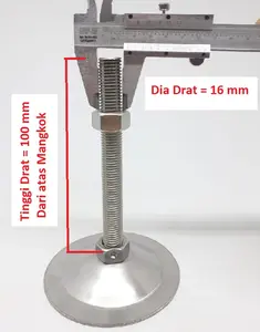 Kaki meja conveyor / foot adjuster table M16 x 10 cm ( galvanised )