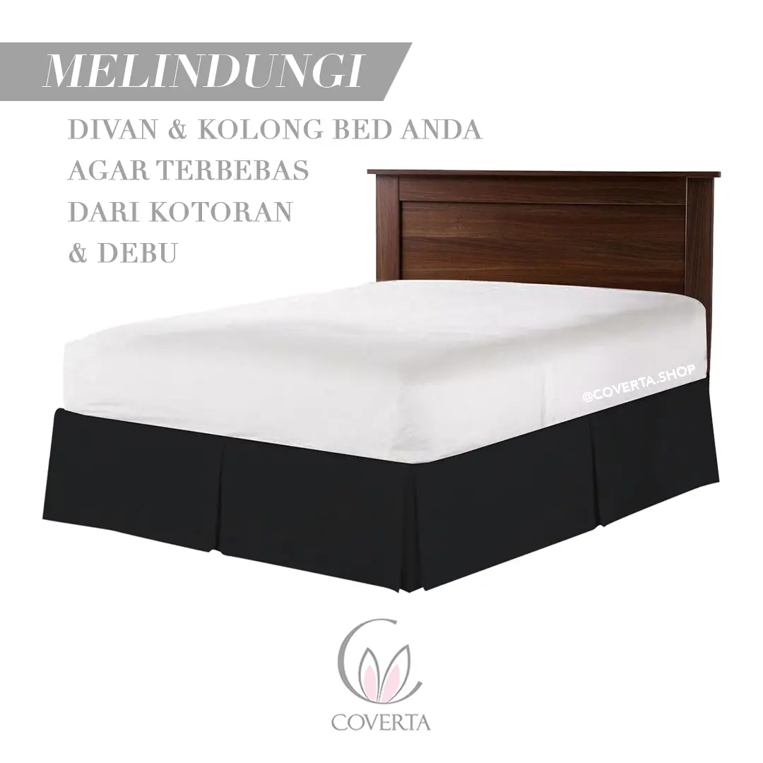Bed Skirt Rumbai Tempat Tidur Bahan Katun Polos | Bed Skirt Polos | Bed Skirt Rok Dipan 160x200x30cm