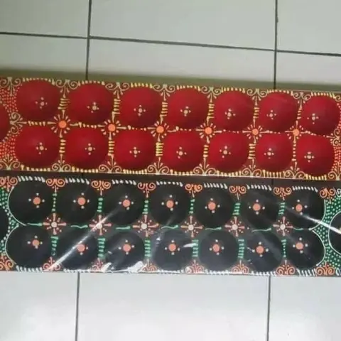 congklak kayu panjang motif batik tanpa biji kerang