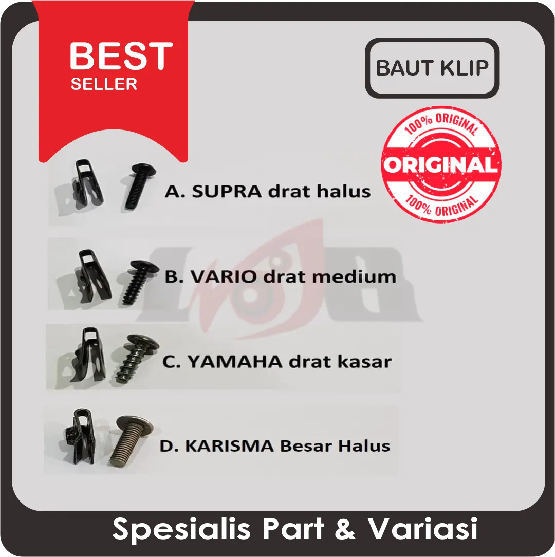 Baut Klip Bodi Motor Yamaha Baut M5 Drat Kasar Hitam Klem Honda Kleman