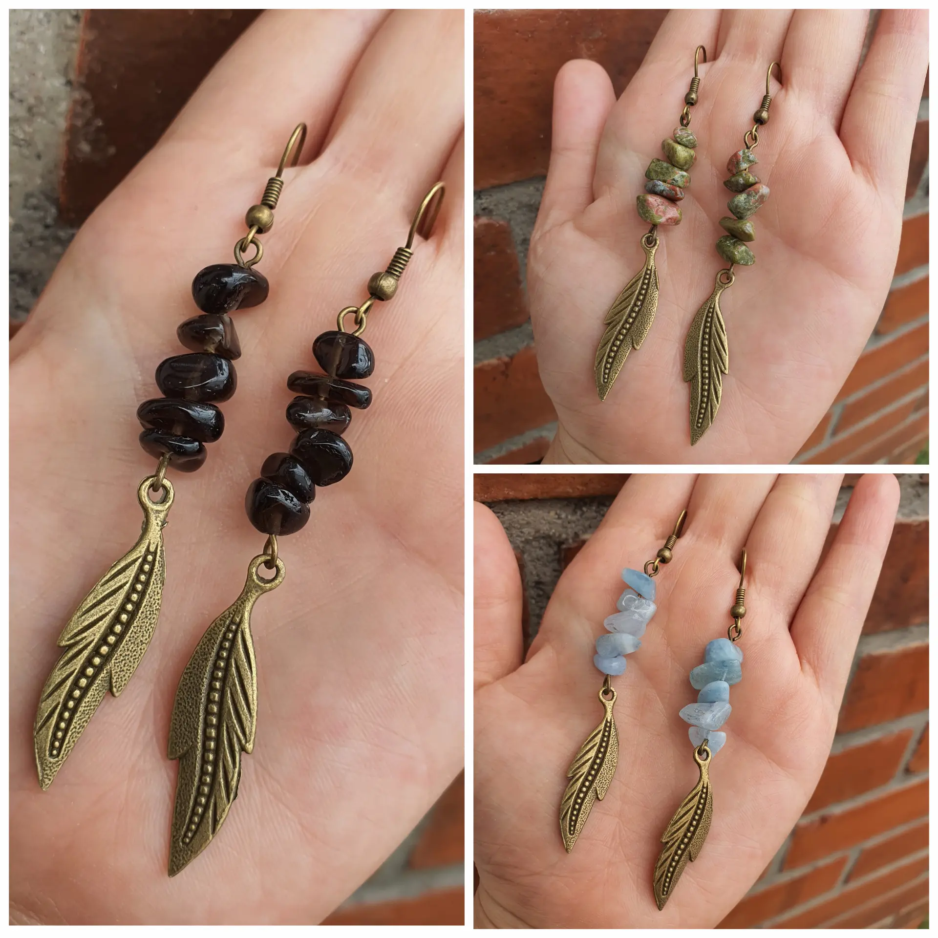 Chipstone Earrings / Anting Batu Alam Asli