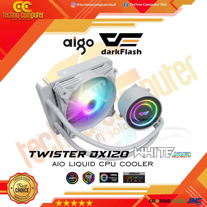 Gambar Aigo DarkFlash TWISTER DX-120 WHITE ARGB LED 120mm AIO Liquid Cooler dari Techno Computer Bali Kota Denpasar Tokopedia
