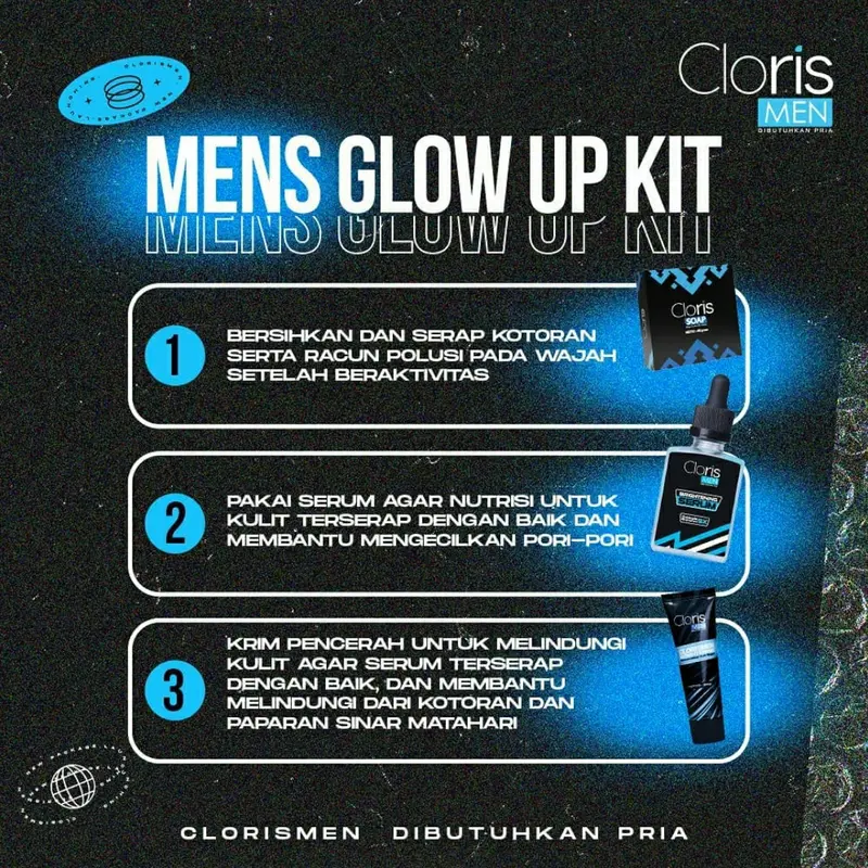 ClorisMen Paket Brightening Series Pencerah Pemutih Wajah Muka Pria 1