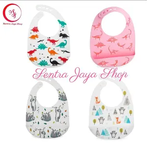 Nuby Silicone Bib Print Dino / Sloth / Bear / Regina Rex Celemek Bayi