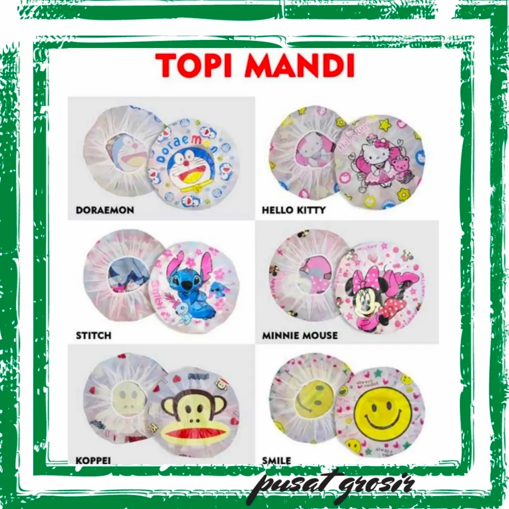 Shower Cap Karakter Kartun / Topi Mandi Lucu / Waterproof