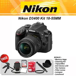 NIKON D3400 KIT 18-55MM F/3.5-5.6G VR / KAMERA DSLR NIKON D3400