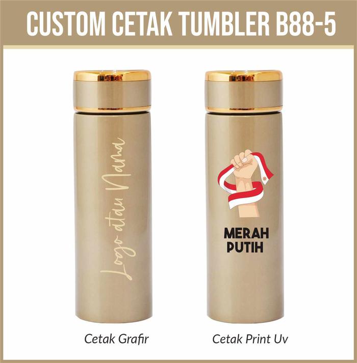 Gambar Custom Tumbler Stainless B88-5 Gold List Emas dari Merahputih.Printing Kota Administrasi Jakarta Selatan Tokopedia