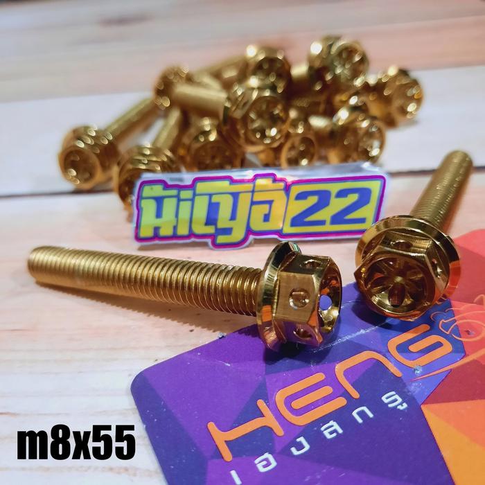 Gambar baut 12probolt 8x55 gold flower panjang 55mm heng thailand m8x55 dari Hilya22 Kab. Bekasi Tokopedia